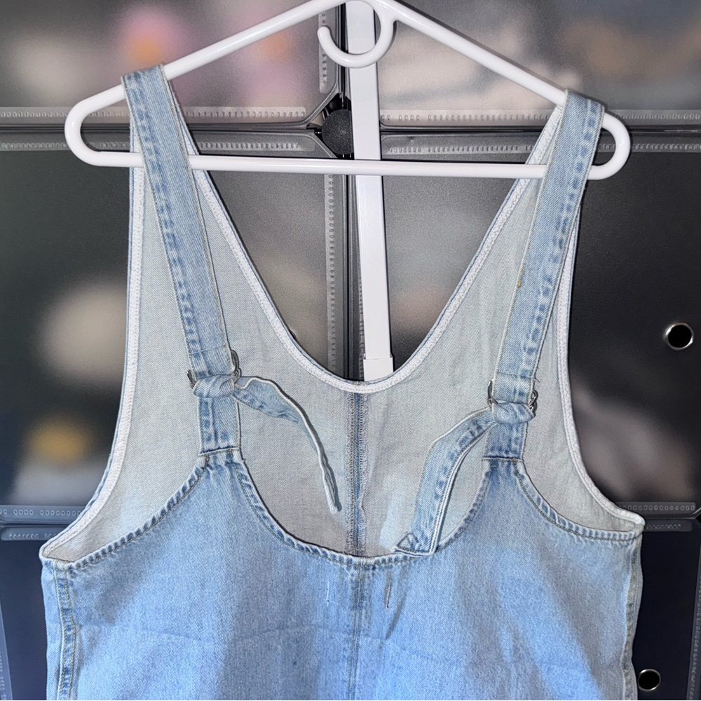 Free People We The Free Shortall Romper in Bright Eyes Blue Denim Size L - Picture 10 of 15